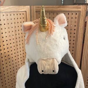 Plush Unicorn‎ Hat with Golden Horn